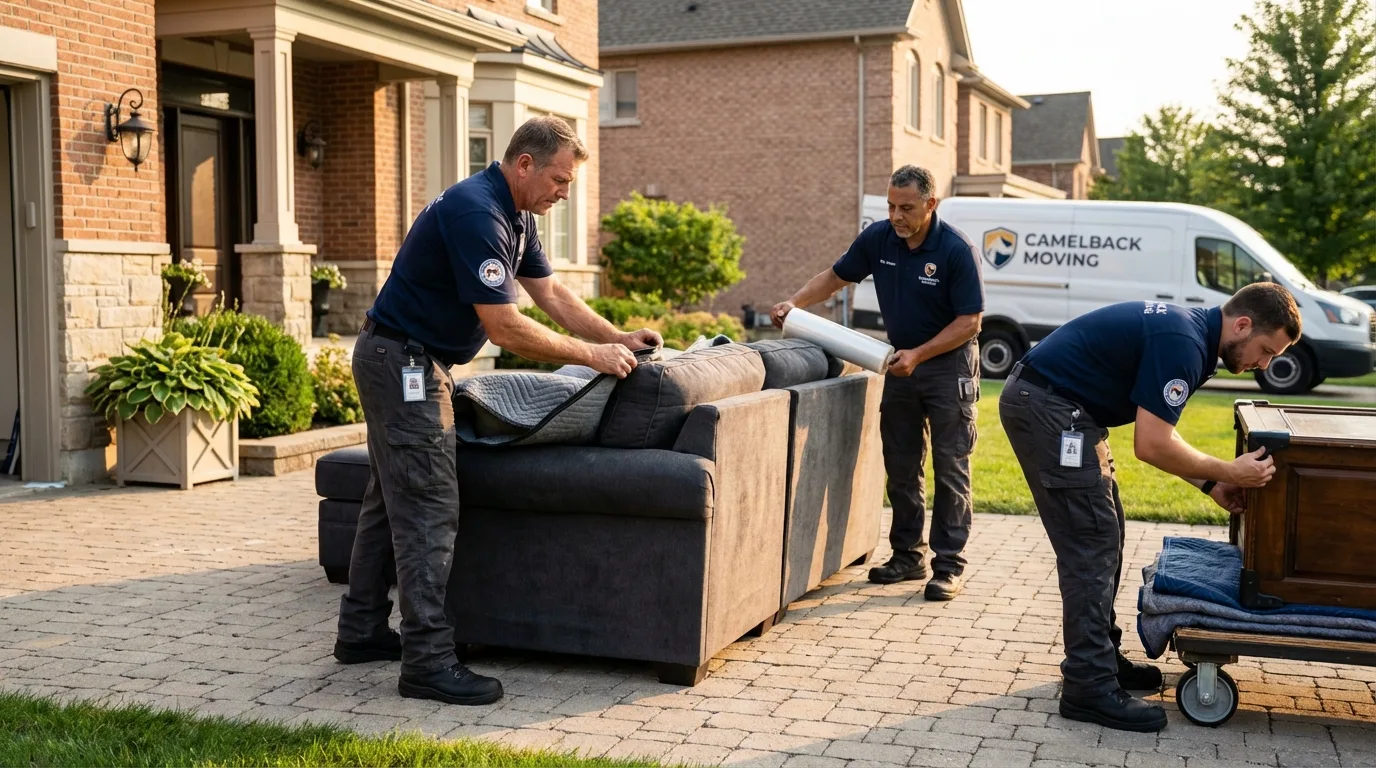 Large estate moving crew wrapping furniture in Ben Lomond, CA