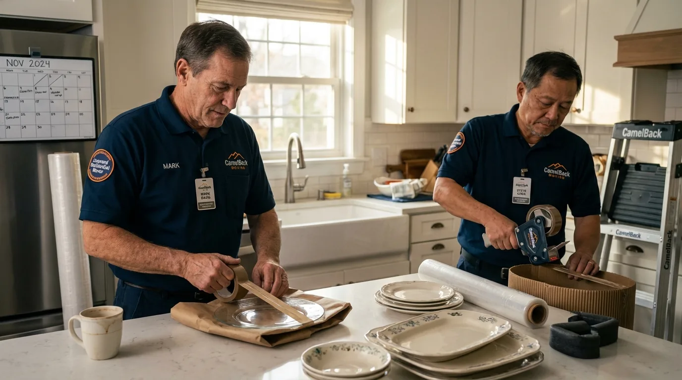 Professional crew packing kitchen dishware in Ben Lomond, CA